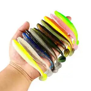 High Quality 4.2g 10 Colors Soft Plastic Fishing Lure T Tail Soft Bait Paddle Tail Soft Plastics Lure