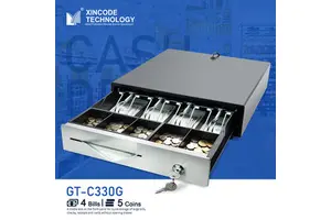 Xincode Retail Cash Drawer Pos System 4 Bill 5 Coins Retail Counter Steel Cash Drawer for Cash Register With Lock GT-C330G